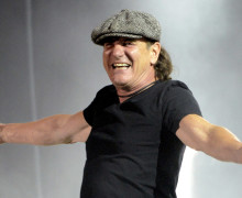 INDIO, CA - APRIL 17:  Brian Johnson (L) and Angus Young of AC/DC perform during the 2015 Coachella Valley Music And Arts Festival at The Empire Polo Club on April 17, 2015 in Indio, California.  (Photo by Tim Mosenfelder/WireImage)